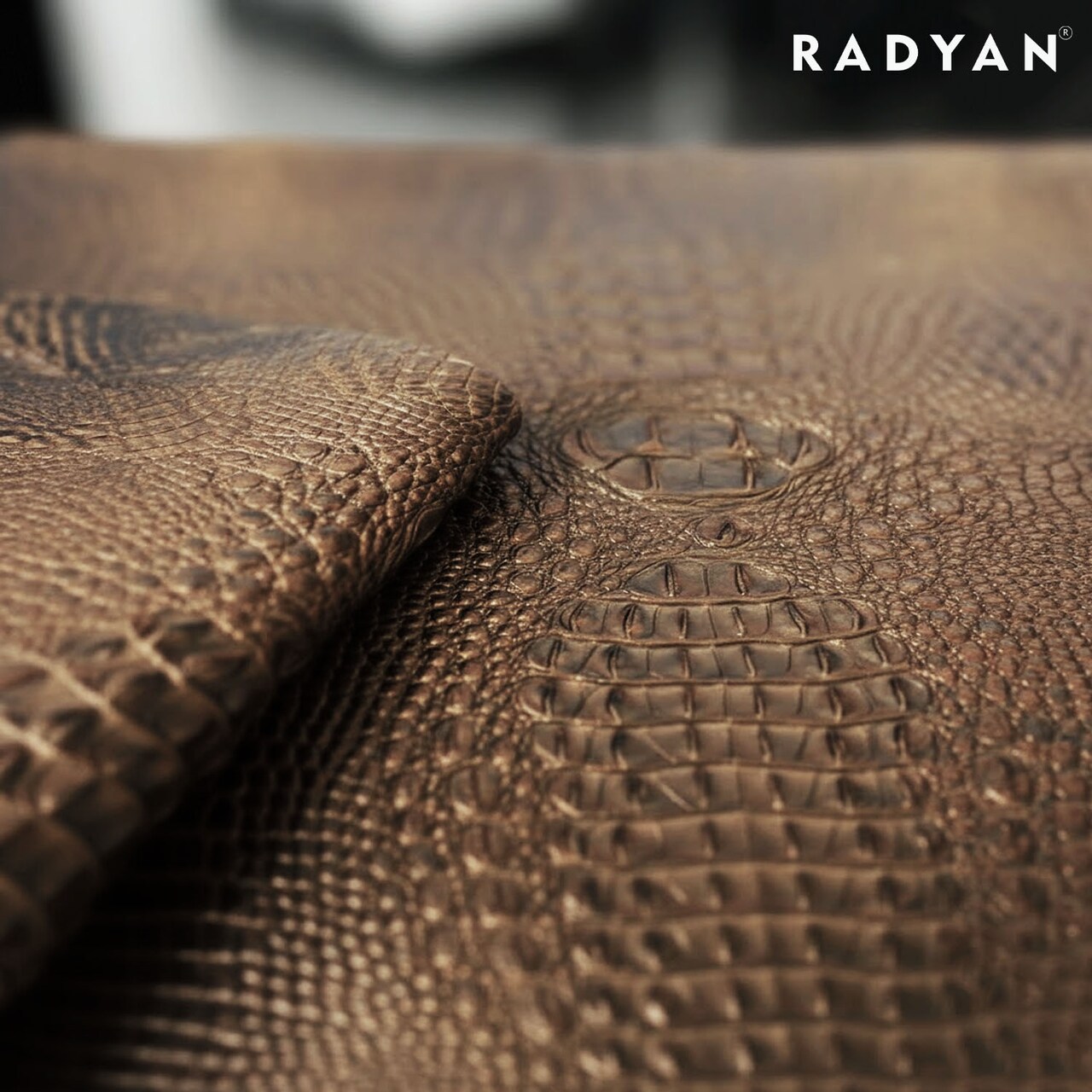 1 Yard 3D Embossed Gator Faux Leather Vinyl Fabric Durable Upholstery Handbags 56" Width